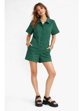 FOR DAYS romper playsuit forest green MEDIUM organic cotton shorts short sleeve